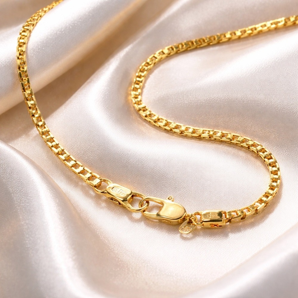 RAY Gold Tone Mariner Anchor Link Chain Necklace Unisex High Polish Flat Link 22